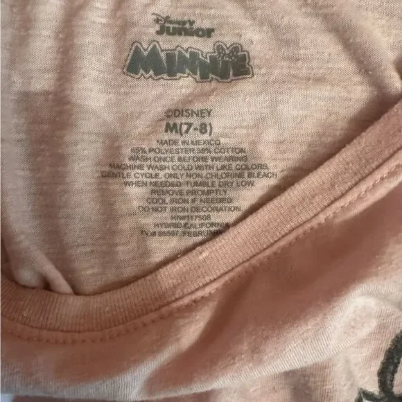 Disney Jr Minnie Mouse Girls T Shirt Pink M Laugh Smile Sketch Drawing Glitter - Picture 3 of 3